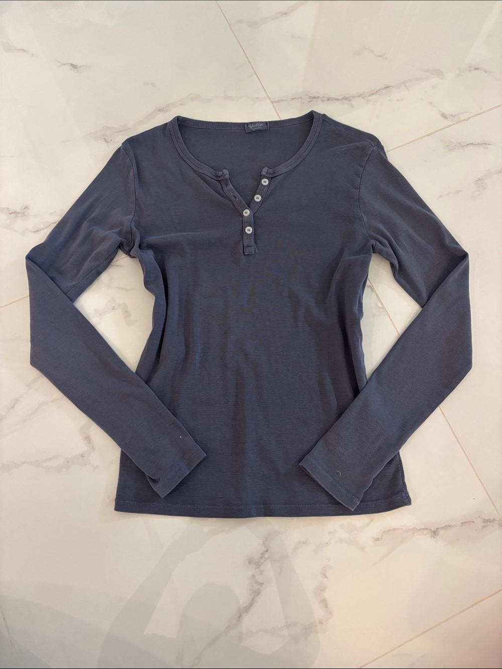 Brandy Melville Navy Long-Sleeve Henley Top